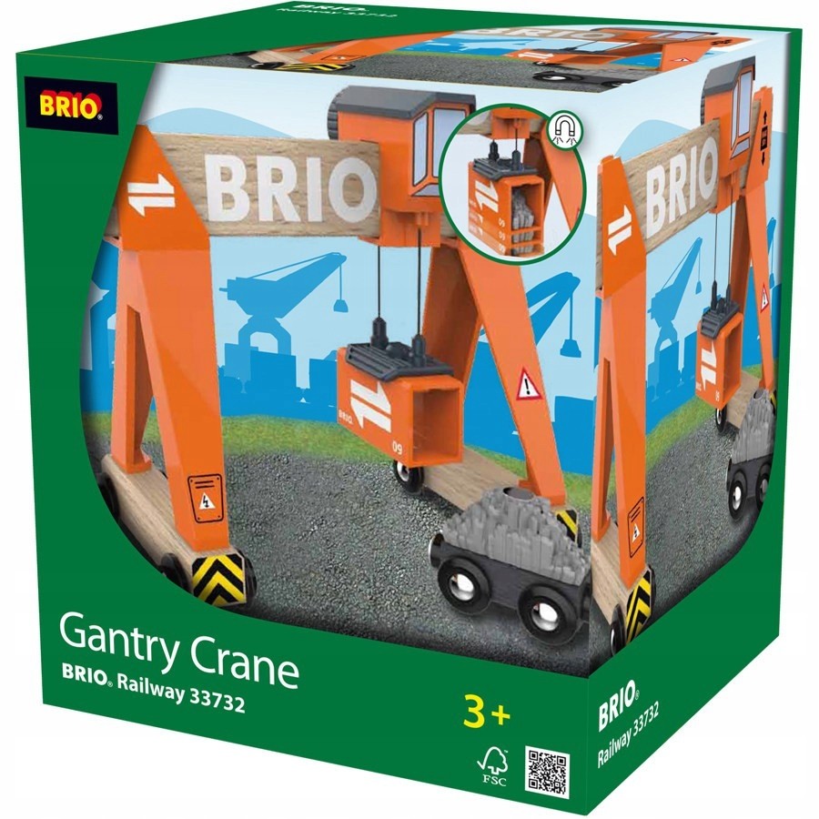 Drevený prenosný nákladný žeriav Brio 16 cm
